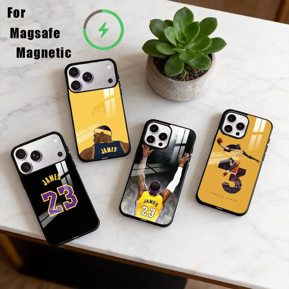 

L-LeBron James Phone Case For iPhone17,16,15,14,13,12,11 Plus,Pro Magnetic For Magsafe Wireless Charging