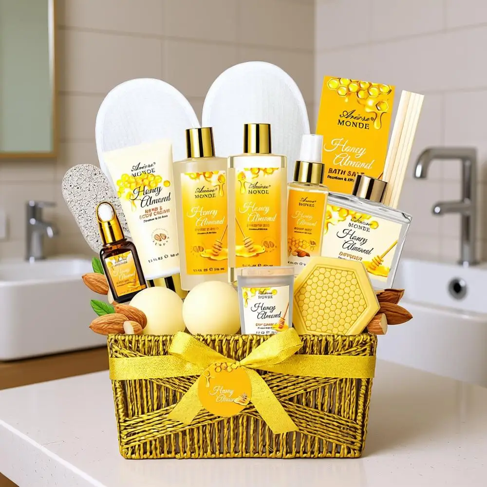 

Роскошный подарочный набор для спа-процедур с ароматом миндаля, 15 предметов, расслабляющий домашний спа-комплект для женщин и подростков