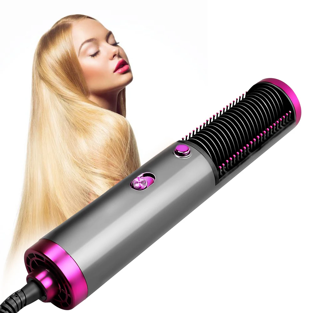 พกพากระบอกเครื่องเป่าผม Straightener แปรงหวีปรับอุณหภูมิเหล็กตรง Curly Hair Styling Stick