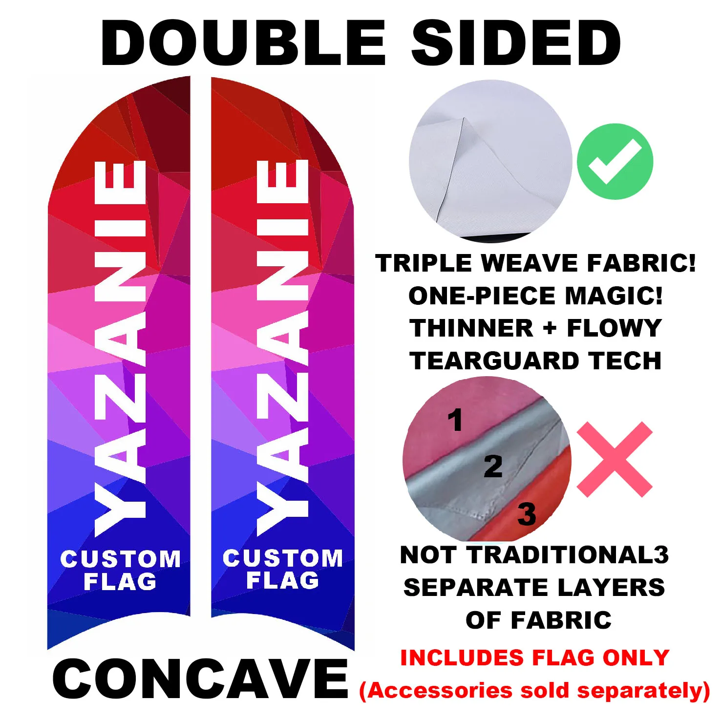 YAZANIE Ein- oder doppelseitige, individuell gestaltbare Beach-Flagge, Feder-Flagge, Werbe-Swooper-Flagge, Teardrop-Flagge für Außenwerbung und Event-Promotion 6