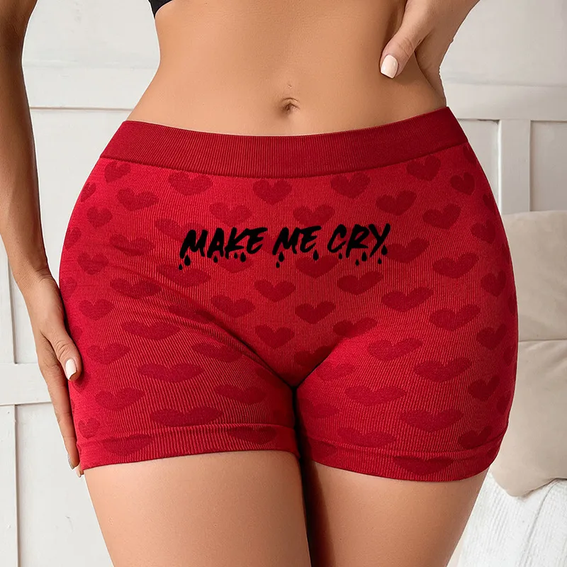 MAKE ME CRY Knitting Red Underwear Hot Panties for Women Female Funny Sexy Underpant High-waisted Comfortable Breathable Panties