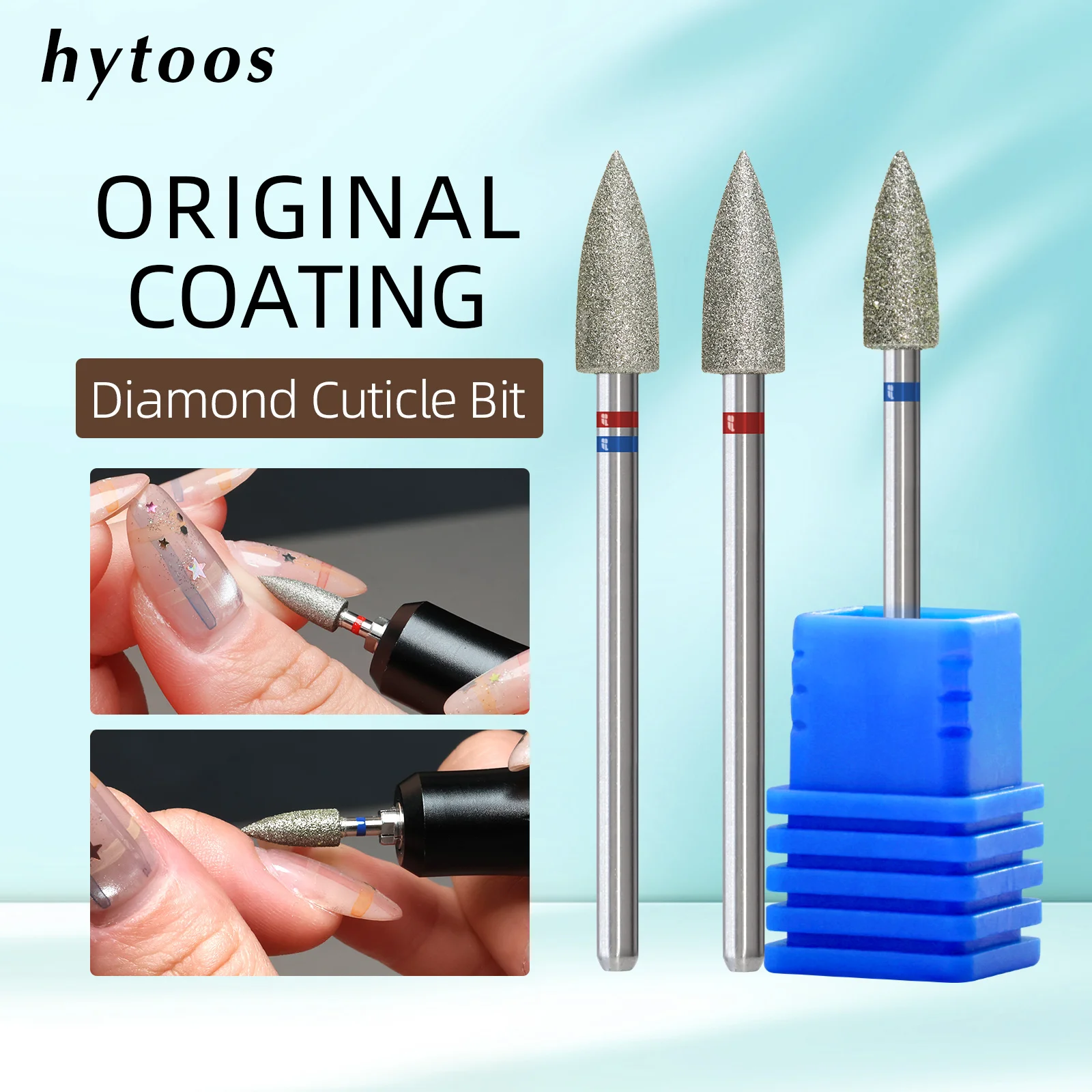 HYTOOS 4.5mm Large Cone Diamond Nail Drill Bits Dead Skin Cleaner Russian Cuticle Clean Prep Tool for Manicure Technician
