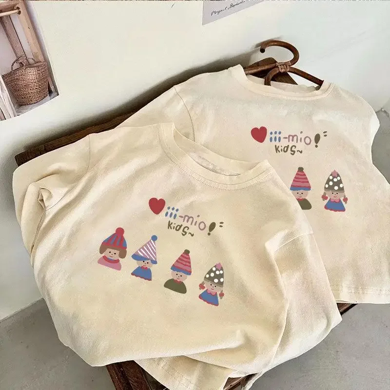 

casual T-shirt 2025 new spring cotton children Boy long sleeve loose top baby cartoon fashionable simple white clothes