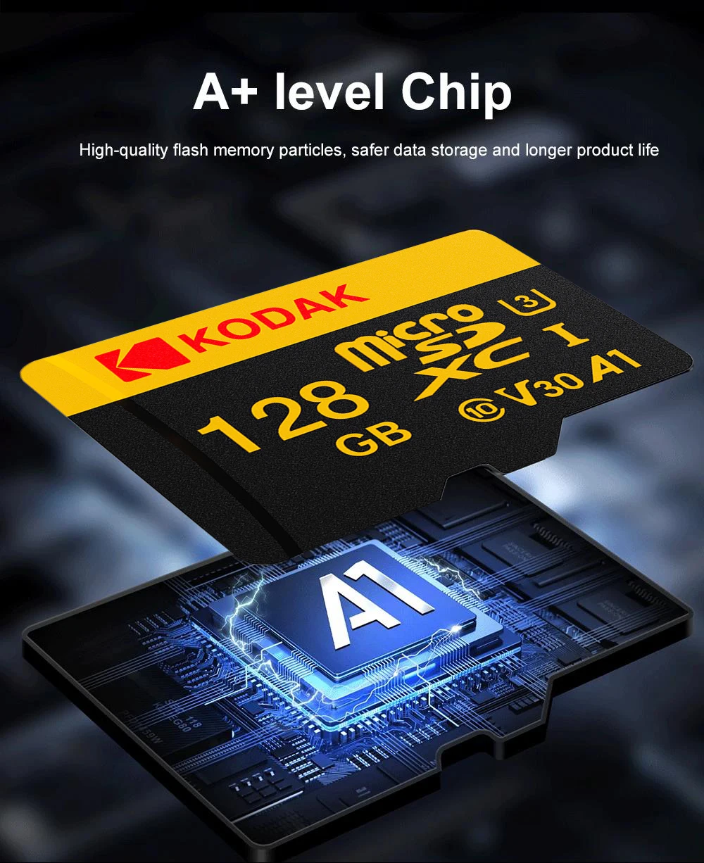 KODAK Ultra tarjeta MicroSD grabadora de conducción 128GB tarjeta de memoria Micro SD para teléfono móvil PC auricular altavoz HD juegos de cámara