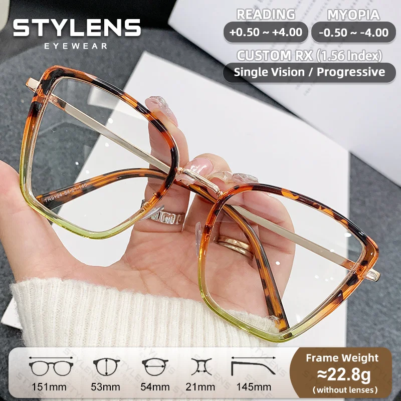 STYLENS New Trendy Butterfly Frame Women Reading Glasses Anti Blue Light Anti-Reflective Customized Progressive Myopia Glasses