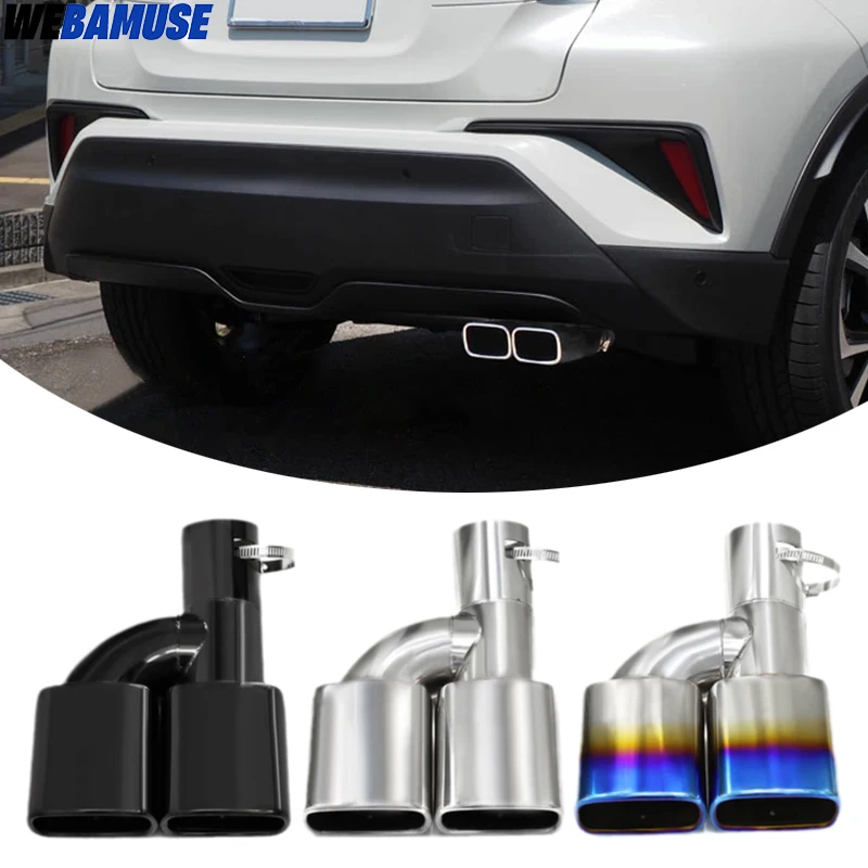 Stainless Steel Dual Exit Square Exhaust Muffler For Toyota Noah Voxy 80 Series C-HR Tailpipe Muffler Tip Car Rear Tail Throat