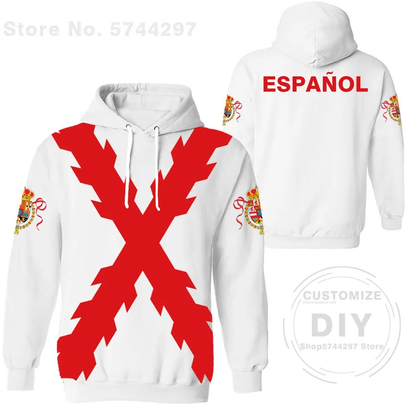 Spanish Empire Hoodie Free Custom Made Name Spain Imperio Sweatshirt Burgundy Hispanic Catholic Monarchy Print Flag Cross Clothe