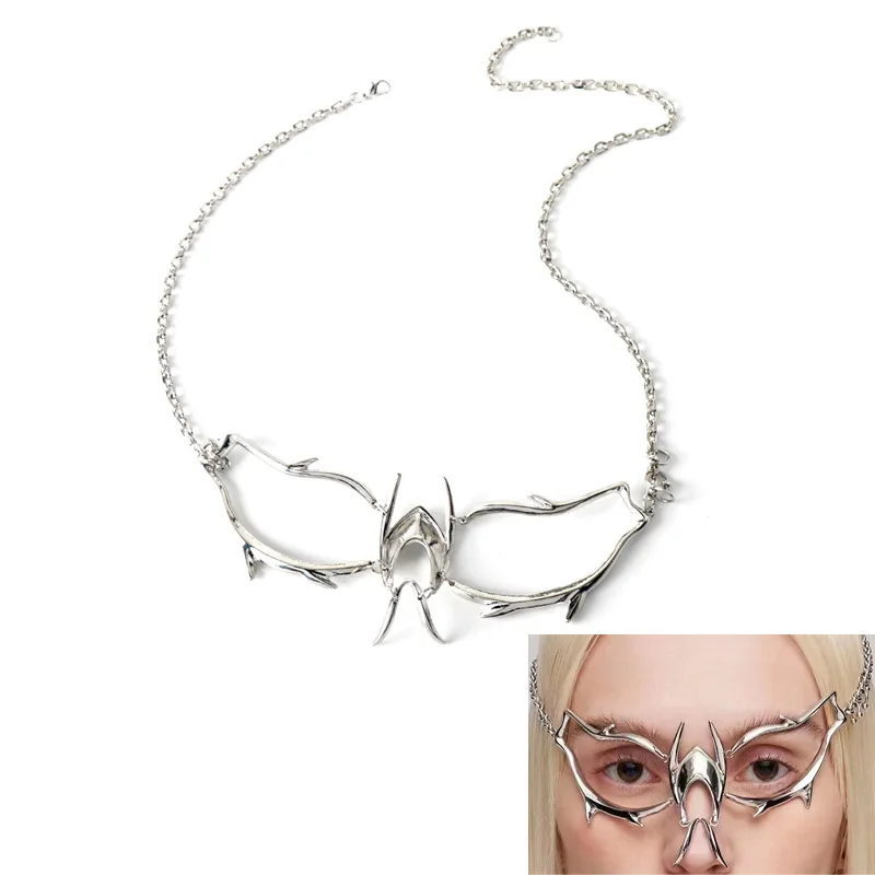 Decorazione per il viso fluido alieno in stile punk Decorazione per il naso Maschera meccanica per lama di sangue Maschera per feste con ballo di Halloween