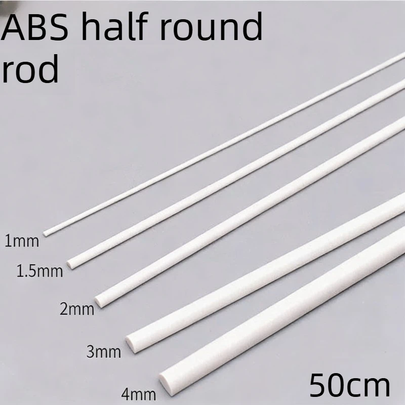 

Diameter 1mm/1.5mm/2mm/2.5mm/3mm/4mm/5mm/6mm/8mm/10mm ABS half round rod bar for DIY Architecture Building Scene Materials