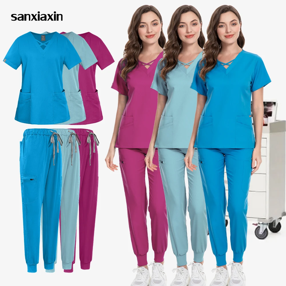 

High Quality Nurse Uniform Clinical Doctor Scrubs Set Medical Surgical Uniforms Women's Medical Clothing Modern V-Neck Workwear
