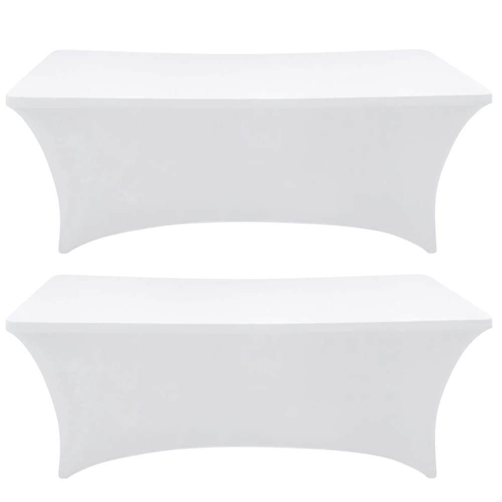 Table Covers, 2 Pack 4FT Black Table Cover Fitted, Spandex Table Cloth for 4 Foot Tables, Rectangle Table (48L x 30W x 30