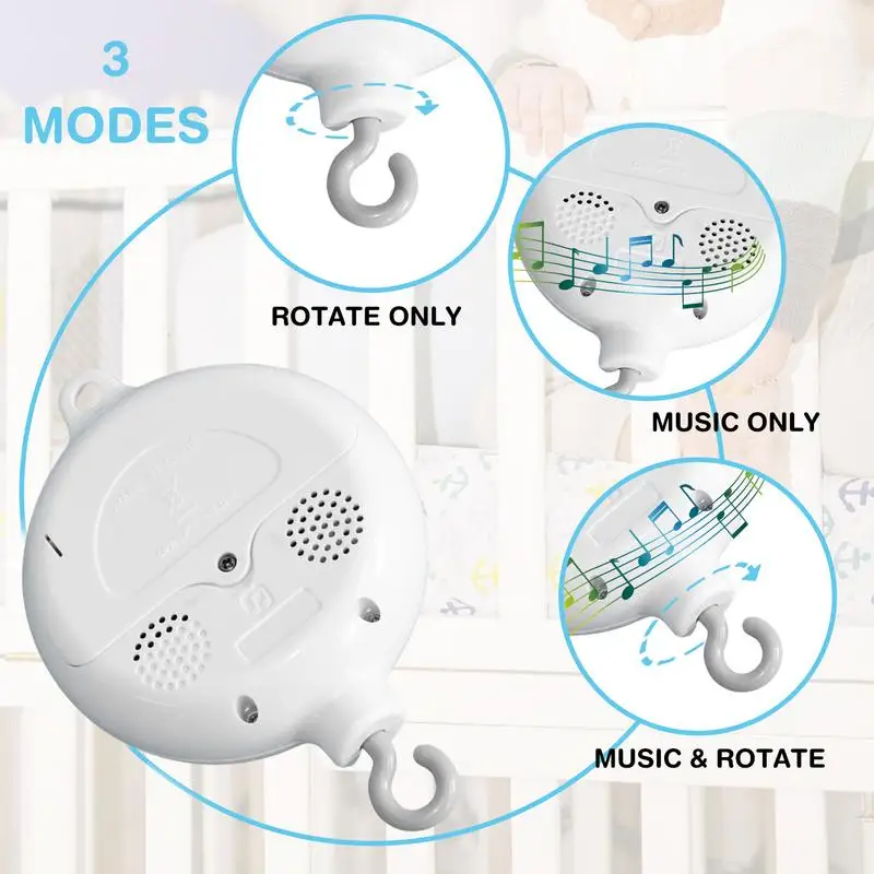 Baby Rattles 35 Songs Rotary Baby Mobile Crib Bed Bell Toy Battery Operated Music Box Bell Crib Electric Infant Holder Hang Toys