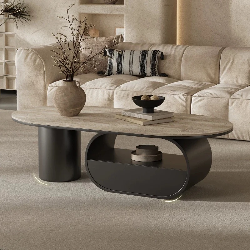 Oval Storage Coffee Table Minimalist Living Room Portable Sedentary Center Table Luxury Pliante Mesa Lateral Furniture For Home