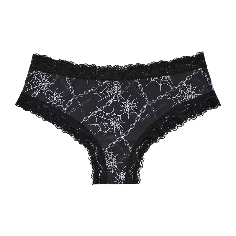 Underwear Women's Lace Edge Sexy Panties Gothic Style Lingerie Rose Skull Personalized Comfortable Breathable Triangle Pants - Image 12