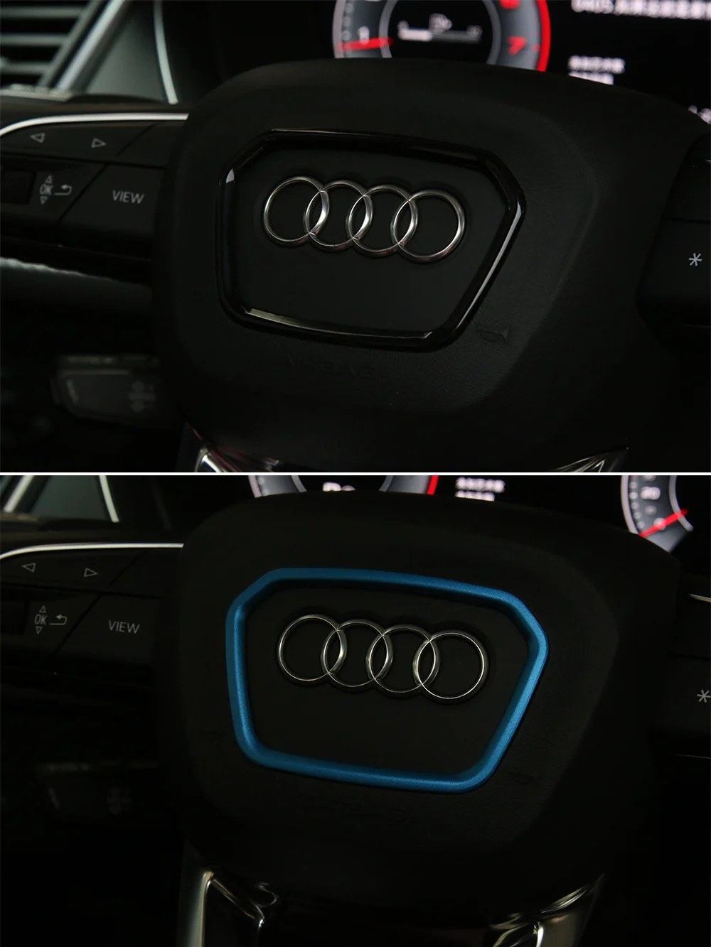 Car Steering Wheel Trim Cover For Audi A3 8Y A4 B9 Q3 Q5 SQ5 Sportback Q7 Q8 Quattro Sline Decorative Sticker Accessories