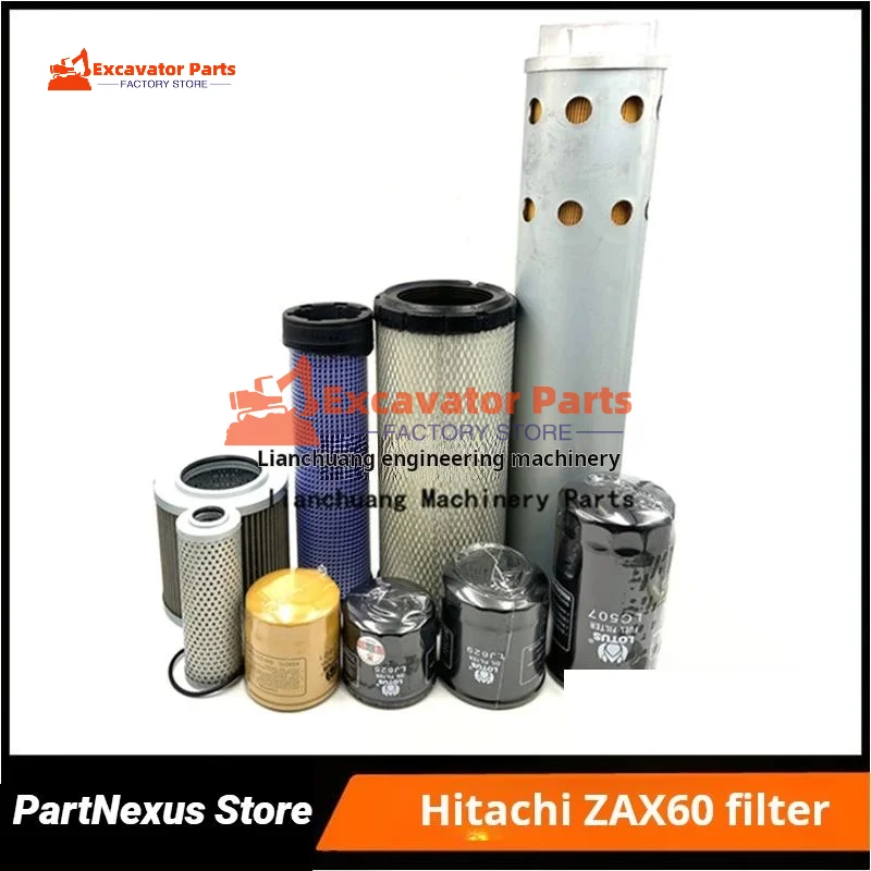 For Hitachi ZAX60 Air Filter Oil Diesel Grid Hydraulic Return Oil Inlet Pilot Filter Excavator Parts