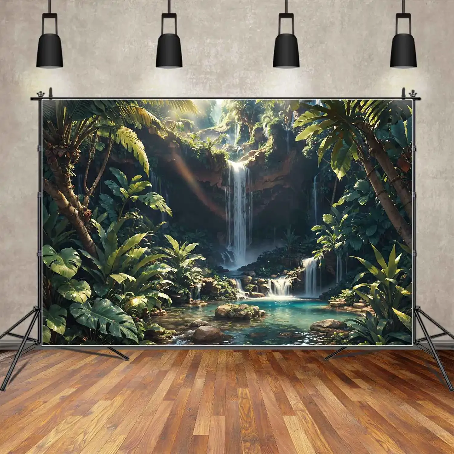 Fondos de fotografía de cascada de verano, decoraciones tropicales personalizadas para cabina de fotos de bebé, accesorios de estudio fotográfico