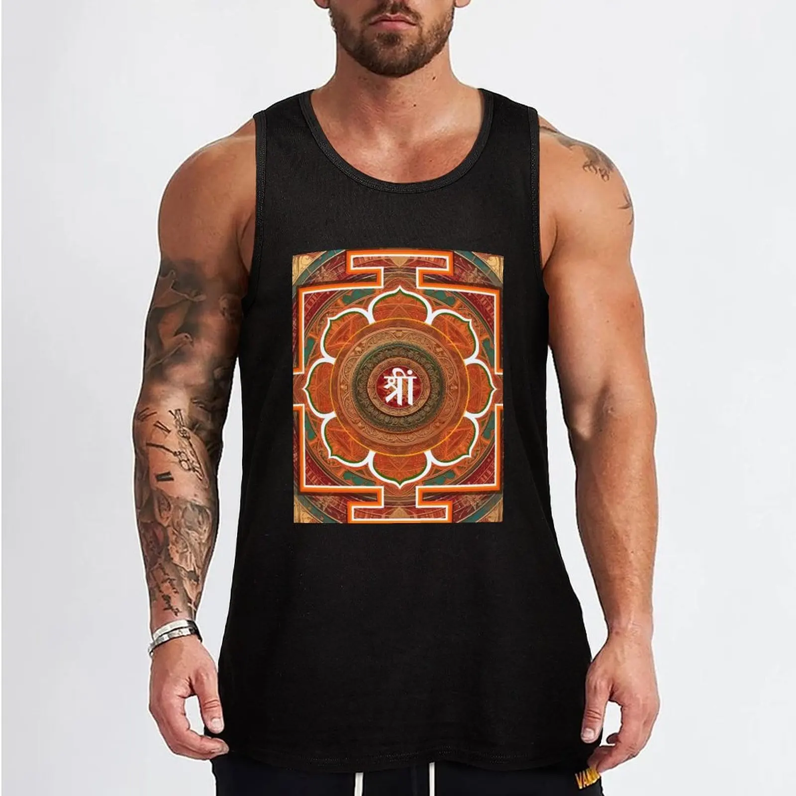 Symbol and mantra of Goddess Lakshmi, Goddess of Fortune and Prosperity Tank Top gym accessories men Men's t shirt