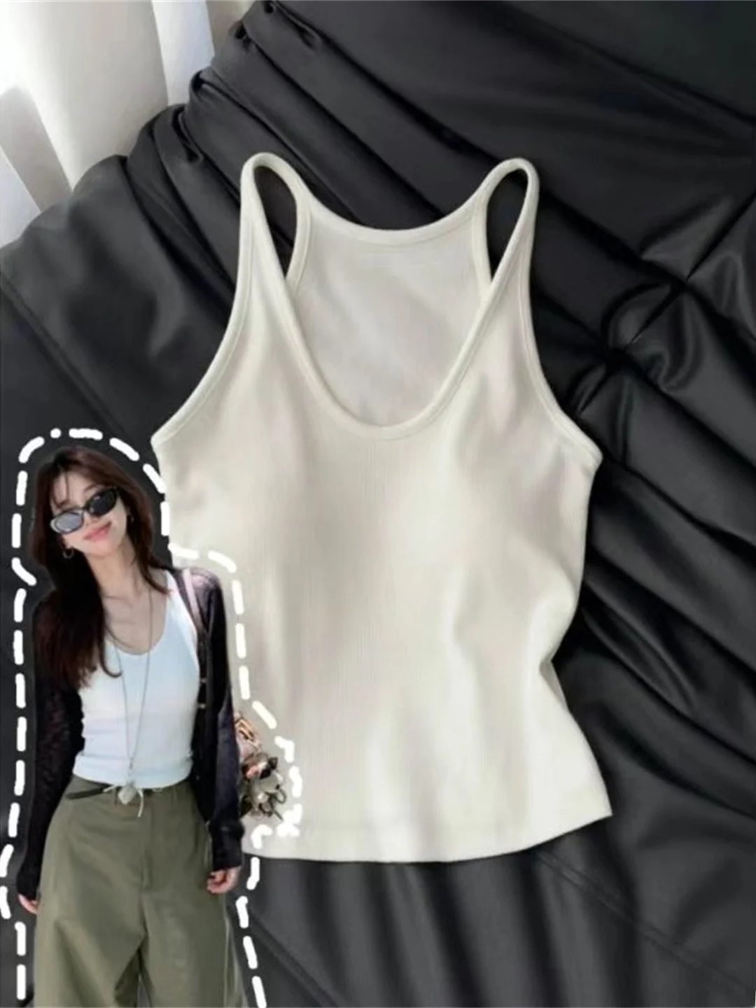 

Sexy Spicy Girl Pure Desire Strap Vest Women's with Chest Pad Outdoor Wear Sexy Backless Sports Slimming Indoor Match Beautif...