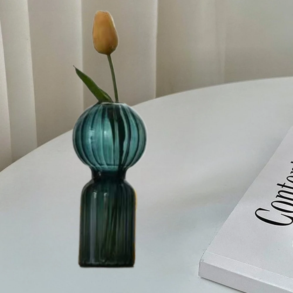 Nordic Kreative Gestreifte Bunte Vase Mode Retro Glas Vase Dekoration Ornament Hydrokultur Vase für Home Office Dekoration – Detail 10