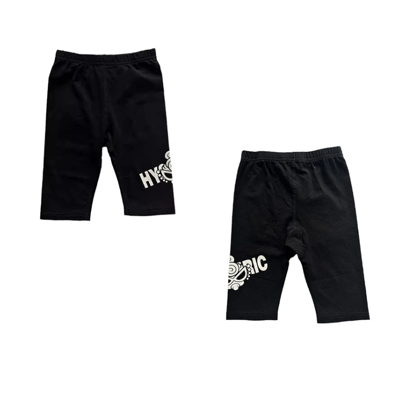 

2025 Summer Japanese Black Super pacifier Black Versatile Children's Cycling Pants Thin Elastic Cotton Outerwear Five Cent Short