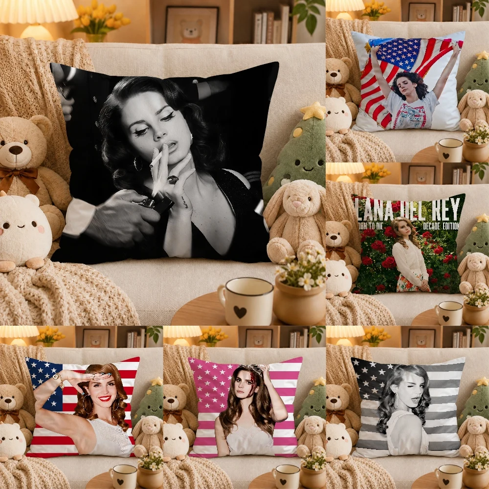 Singer L-Lana Del R-ReyPillow Case Plush Pillow Cases Home Decoration Pillow Cover for Sofa Bed Chair Living Room