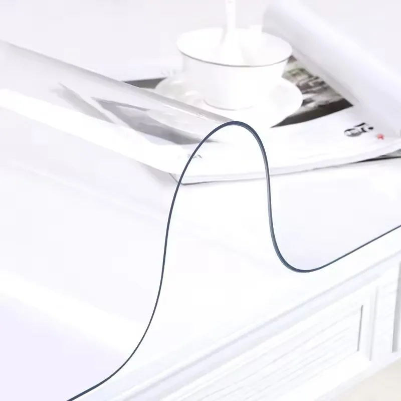 Weiche Glastischdecke, transparente PVC-Tischdecke, wasserdicht, ölbeständig, für Küche und Esszimmer, rechteckige Tischdecke, matt, klar – Detail 1