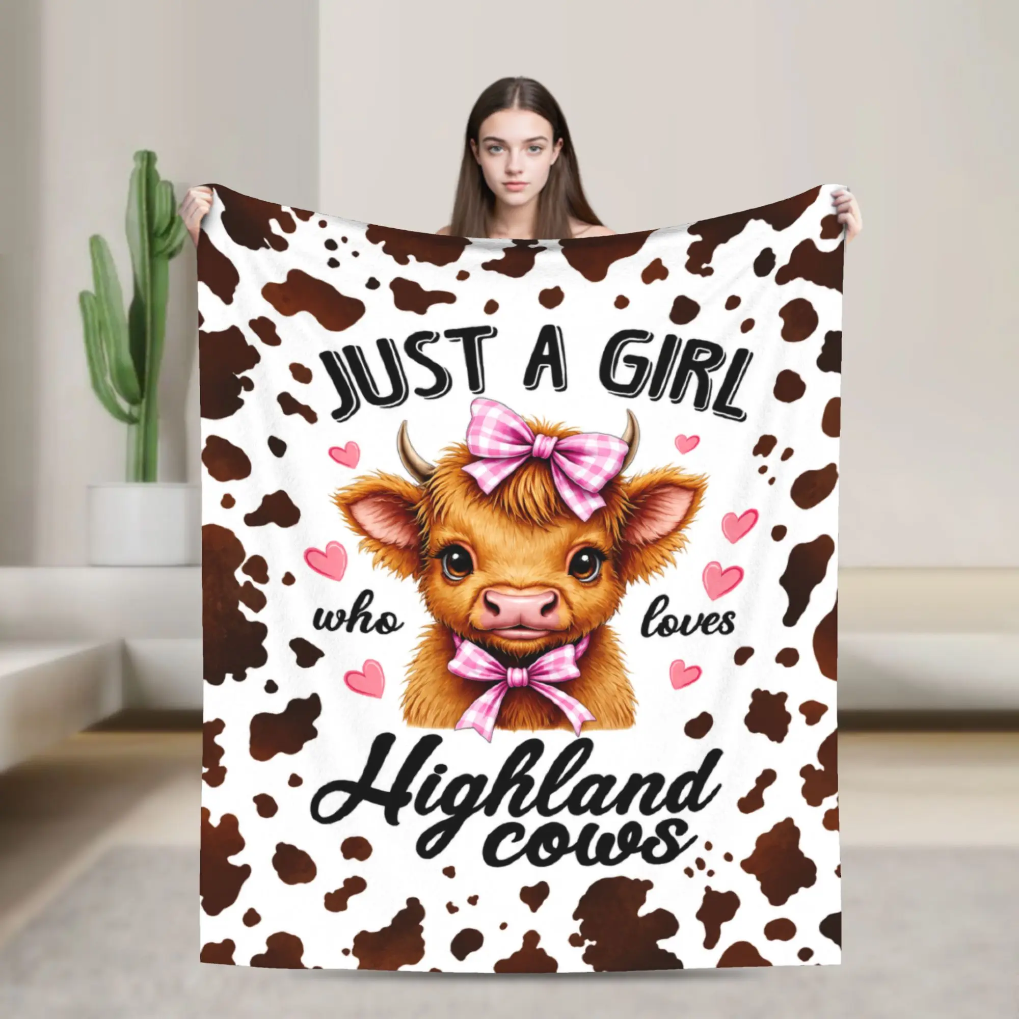 Cozy Throw Blanket Camping Just A Girl Who Loves Highland Cows Blankets  Flannel Bedspread For Sofa Home Casual Sofa Bed Cover