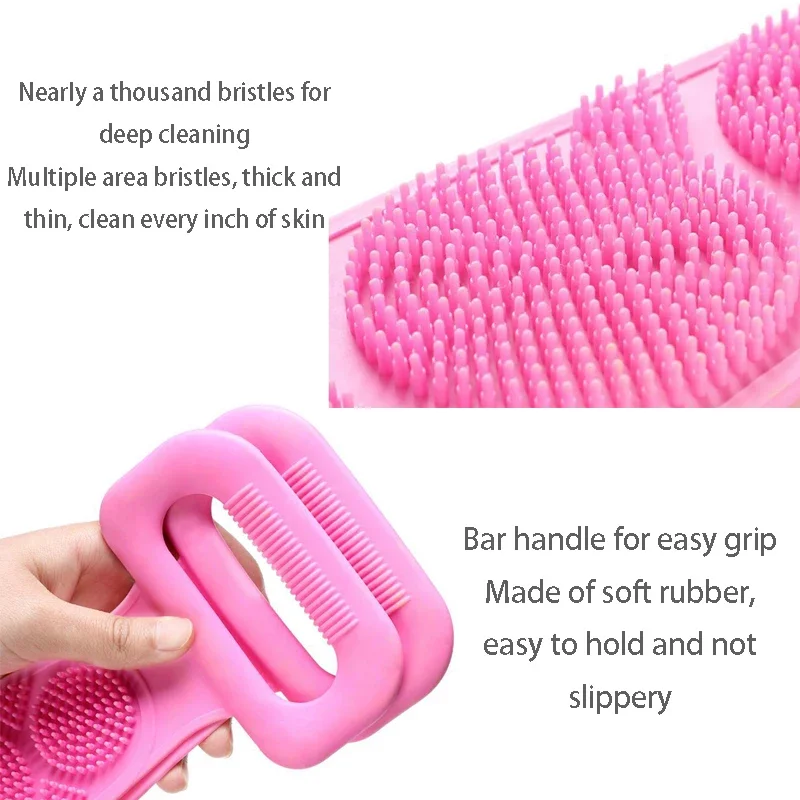 Silicone Bath Brushes Body Scrubber Shower Female Exfoliating Brush Belt Back Scrub Body Cleaning Strap Spa Accessories