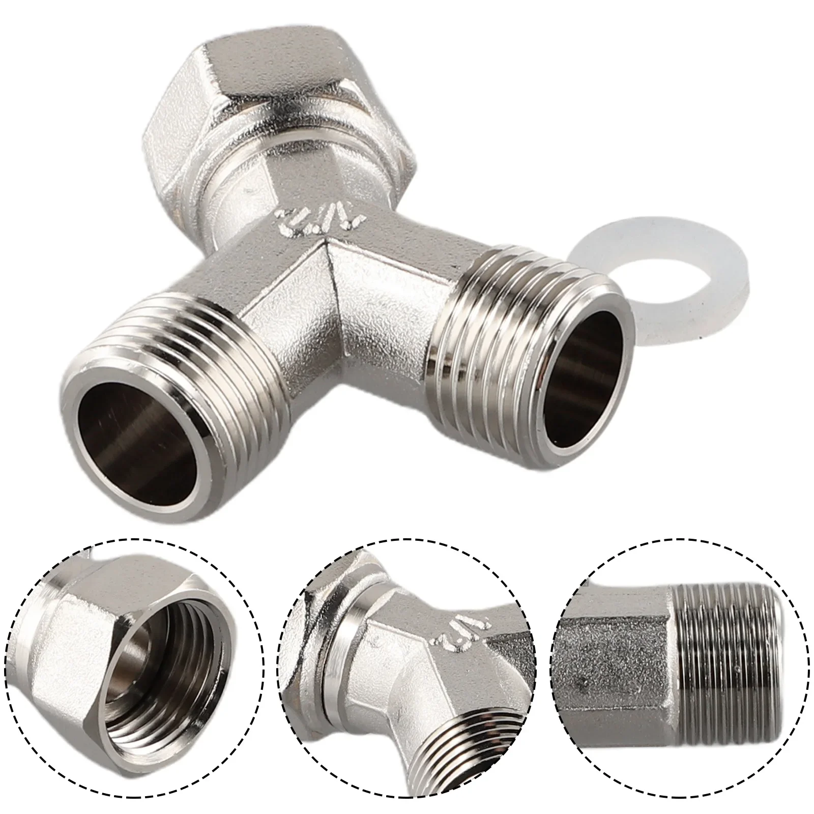 1Pc Copper Y Connector Tap Splitter for Washing Machine and Dishwasher Plumbing with 1/2 Inch Pipe Thread Compatible