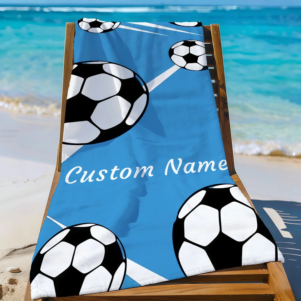 Custom Printed Beach Below Towel Personalized Design Football Your Name  Quick Dry Bath For Swimming Travel Gym For Kids Adult