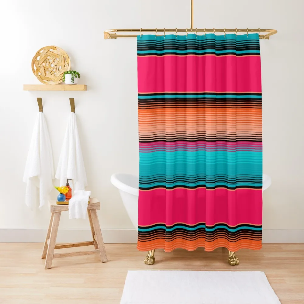 

Traditional Mexican Serape in Teal Shower Curtain Elegant Bathroom Toilet Accessories Bathroom Shower Set For Bathroom Curtain