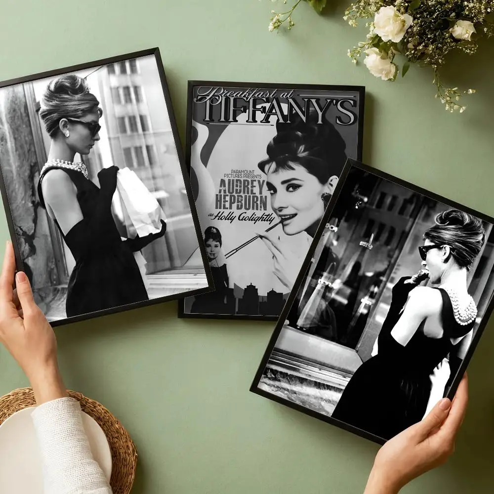 Audrey H-Hepburn Painting Calligraphy Cotton Canvas Wall Art Poster - Aesthetic Painting for Living Room Bedroom Home Decor