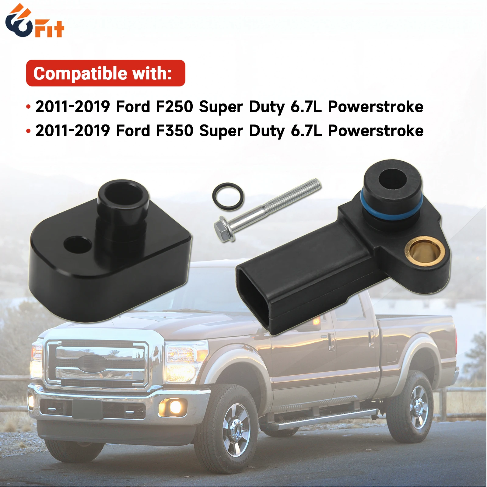 BC3Z-9F479-A Intake Air Temperature Sensor Spacer with MAP Sensor Kit for Ford F250 F350 Super Duty 2011-2019 6.7L Diesel