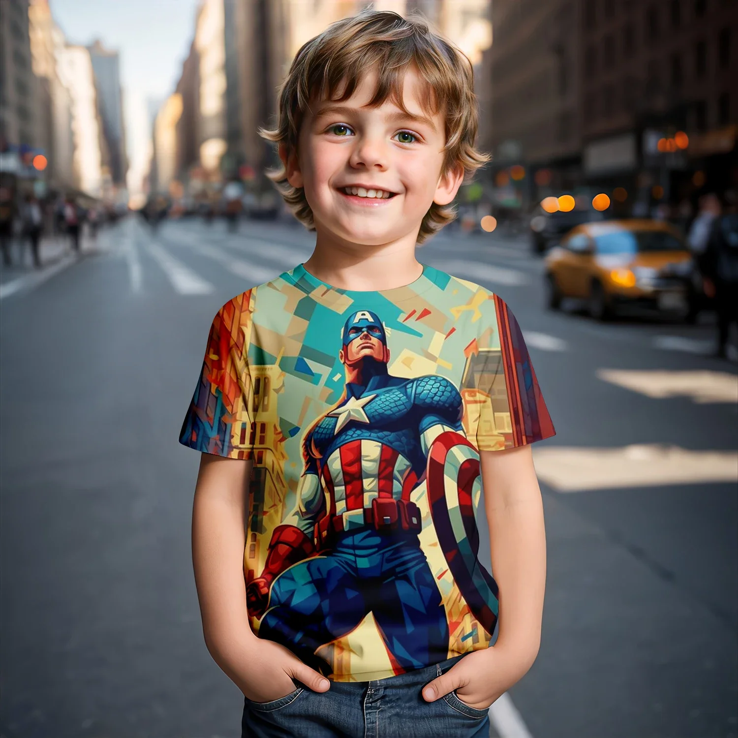 Children's summer quick drying breathable short sleeve T-shirt Superhero Iron Man 3D printed original style boys girls quick dry