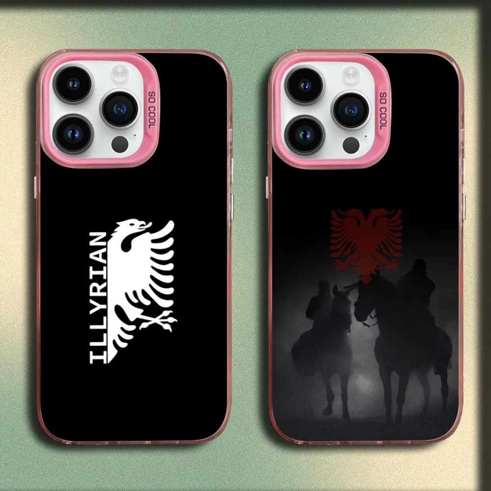 

Albania Albanians Flag UCK Phone Case For iPhone 16,15,14,13,12,11,Mini,Pro,MAX Pink Matte Silicone Cover