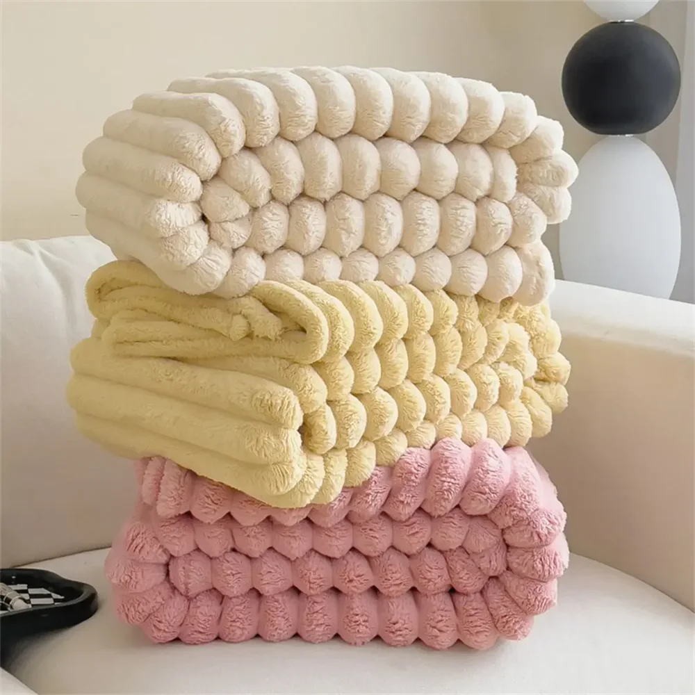 Solid Color Thickened Wide Striped Multifunctional Blanket, Can Be Used As Bed Sheet Cover Blanket, Nap Blanket, Pet Blanket