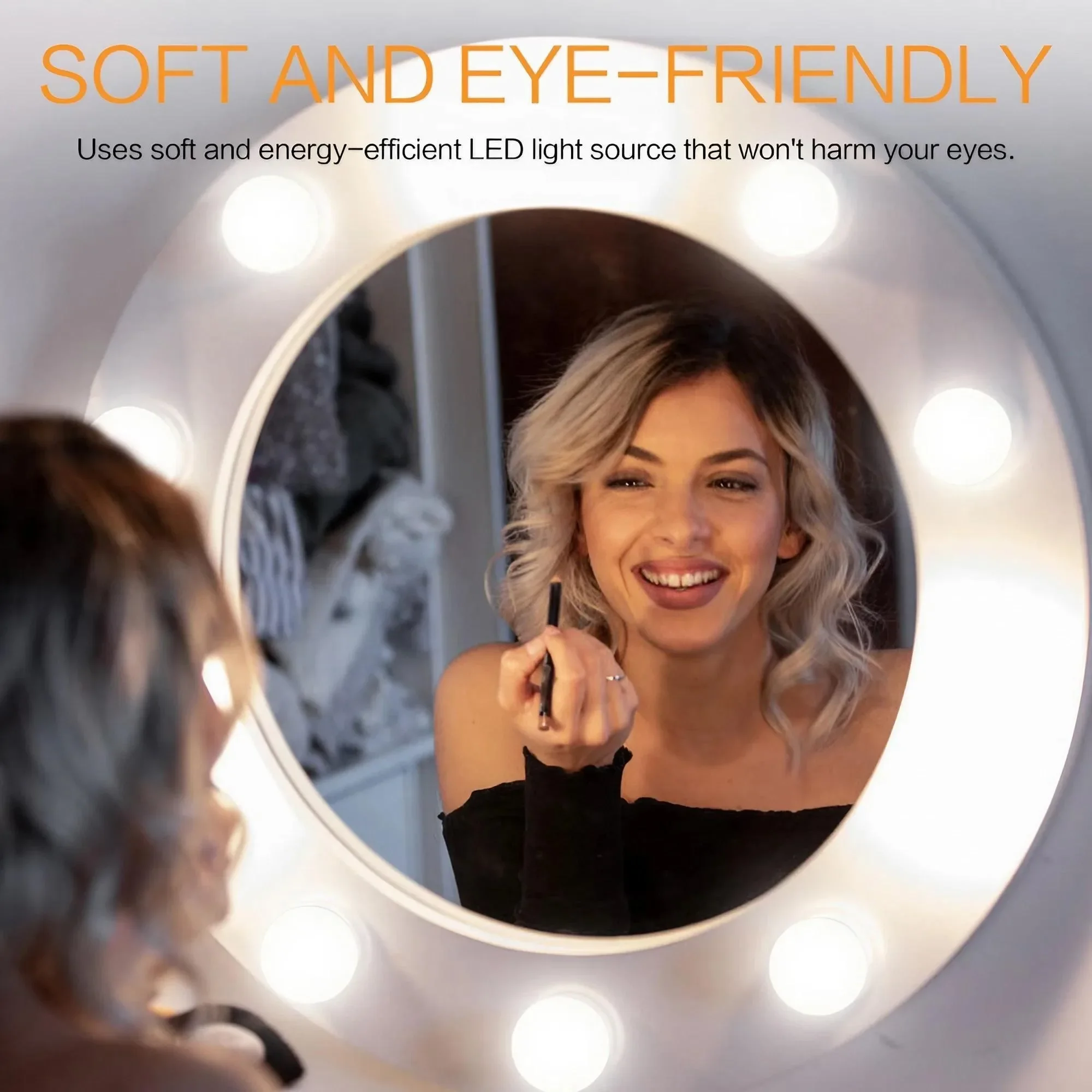 Portable Suction Cup LED Makeup Mirror Light USB Touch Control for Bathroom Closet Dresser Vanity Mirror Lights Indoor Lighting