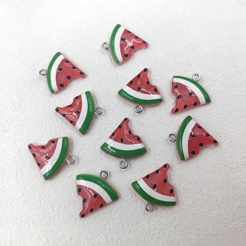 10pcs European Simulated Watermelon Charms for Jewelry Making Handmade Fruit Pendants Crafts DIY Earring Keychain C503