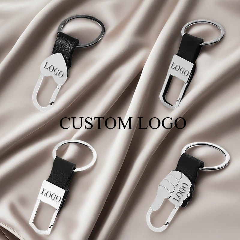 

Leather Men Car Moto Genuine Key Ring Chains Commercial Affairs Custom Logo Name Keychain Men Waist Personalized Gift