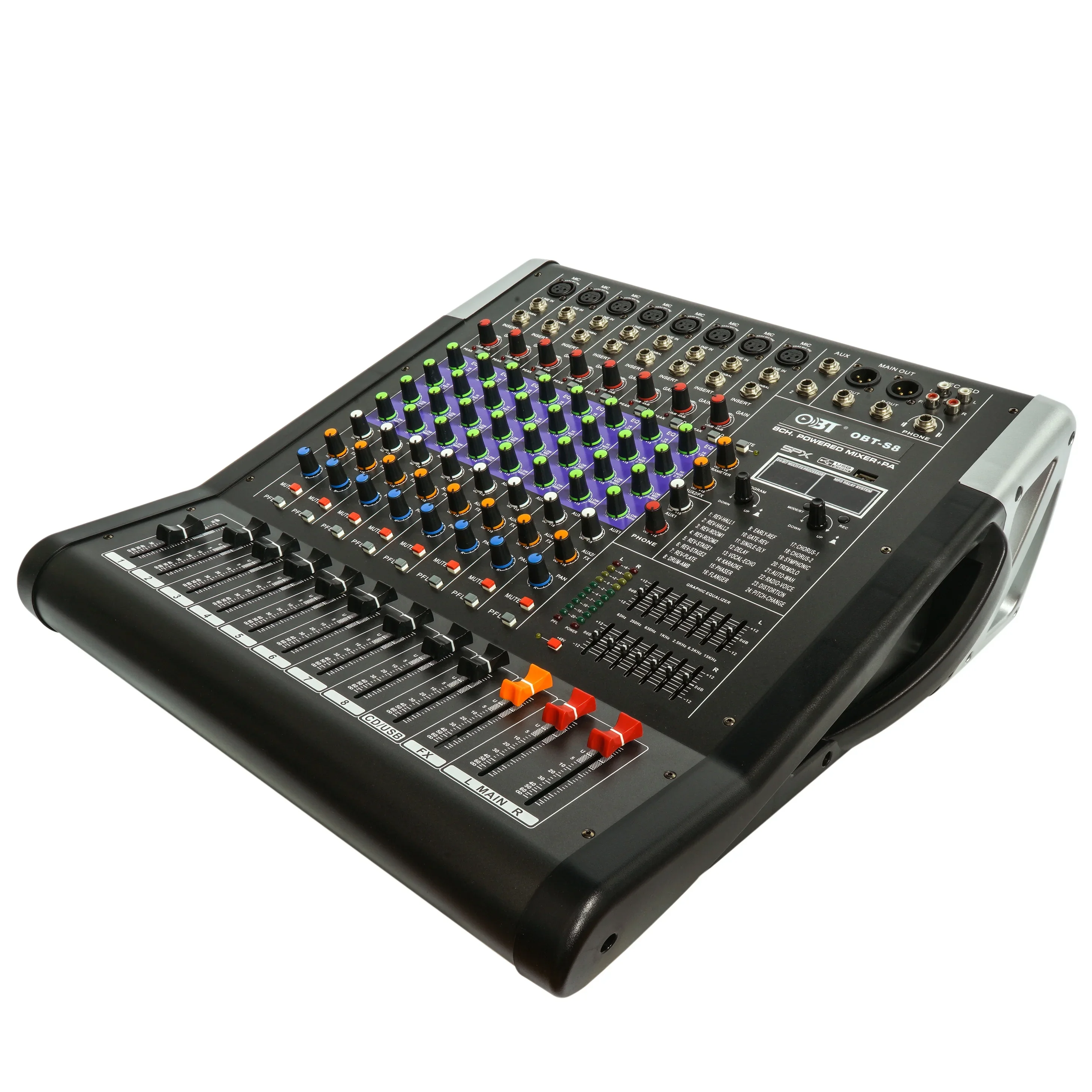 Obt S8 Sound Mixer Professional 8 Channel Public Address System Jd Digital Mixing Console Powered Audio Mixer