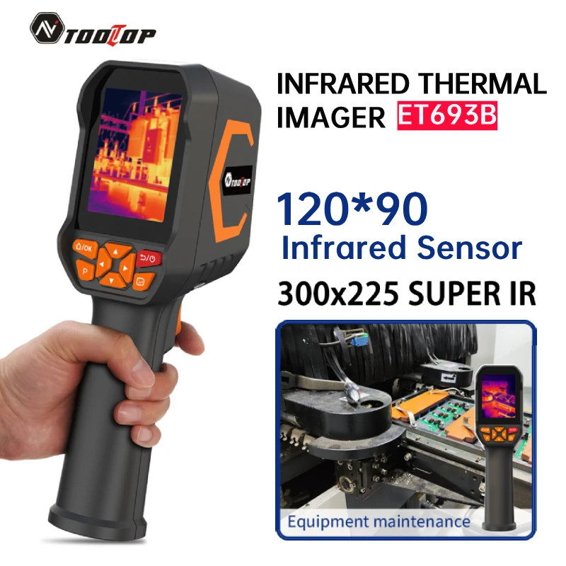 TOOLTOP ET693B Termocamera da 2,8 Pollici con Sensore a Infrarossi 120×90 -20~550 ℃ Analisi PC della Misurazione della Temperatura 300*225 Super IR