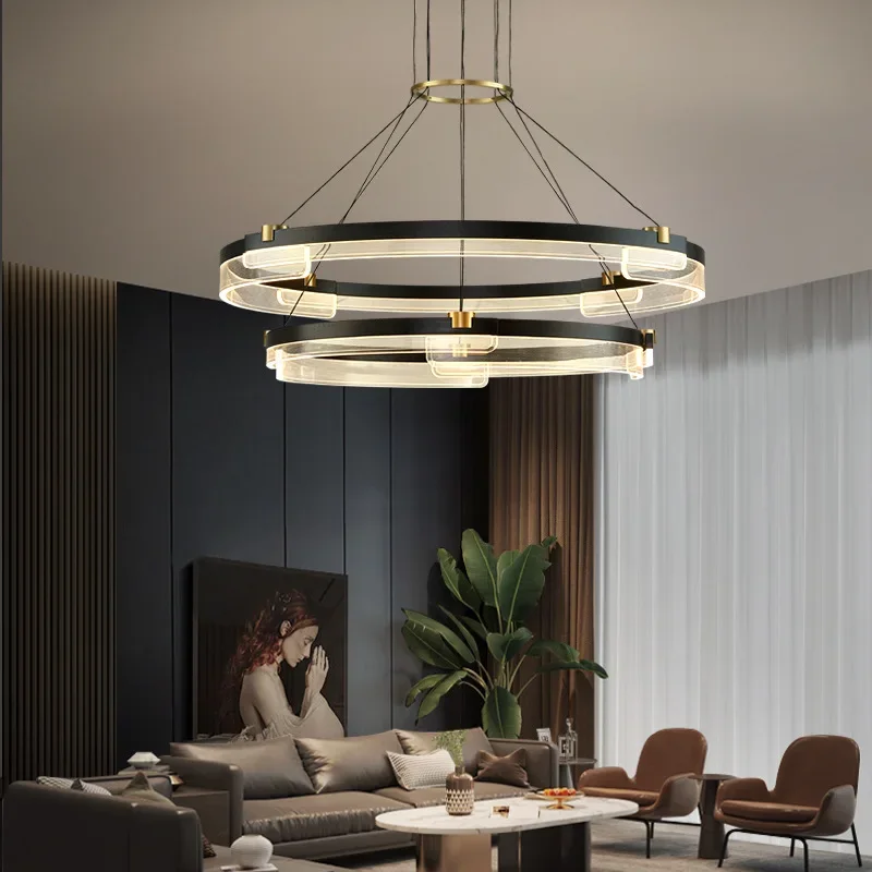 Nordic Simple Pendant Lamp Designer Light Luxury Ring Chandelier LED Suspended Light Luminaries Villa Bedroom Parlor Restaurant