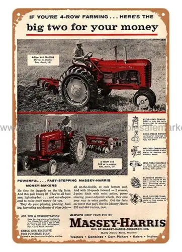 1957 Massey Harris Tractor farm equipment metal tin sign plaques with sayings