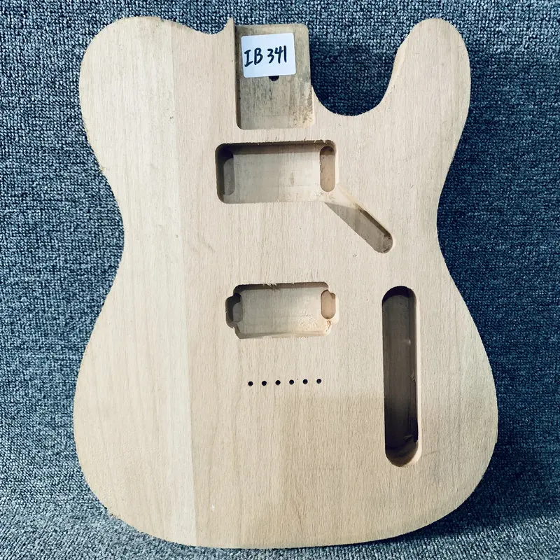 IB341 Semi Finishing TL Guitar Body in Solid Wood See Through 2 Humbucker Pickup No Paints for Tele Electric Guitar DIY