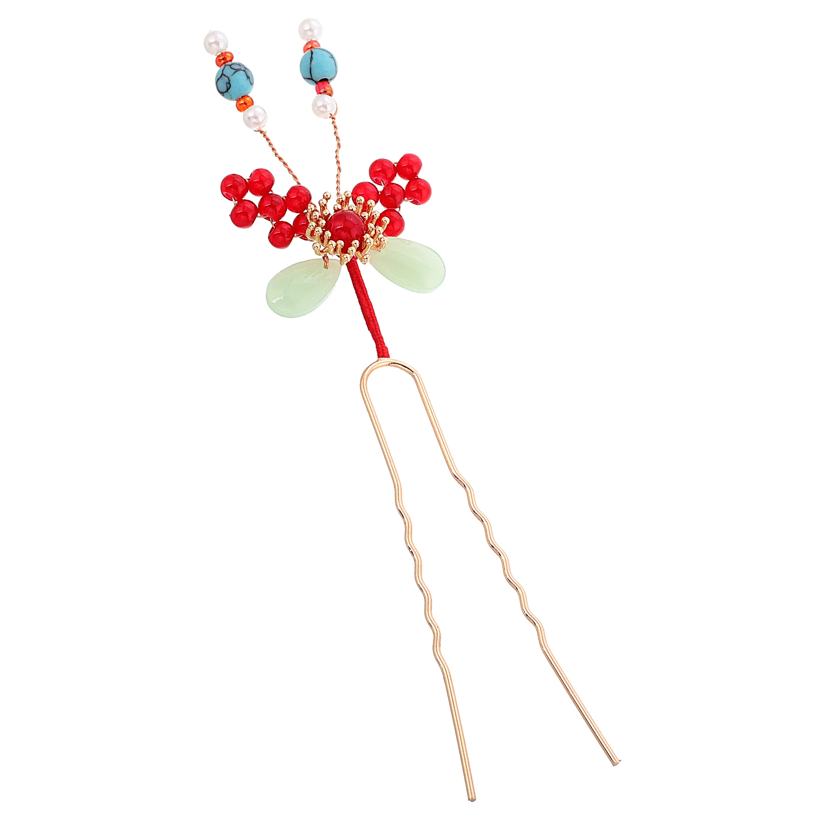 

Butterfly Hairpin Style Red Beaded Vintage Ancient Chinese Costume Hairpin Headdress Pins Women Girls Ancient Costume Wedding