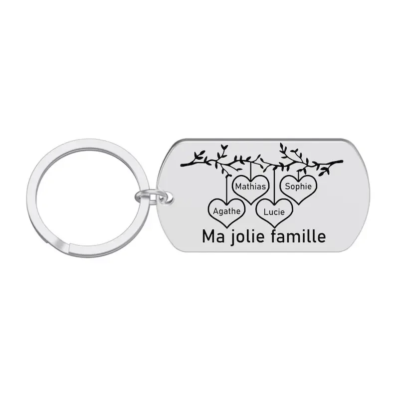 Personalized Stainless Steel Family Member Name Keyring Custom Engraved Mother's Day Father's Day Family Gift Ma Jolie Famille