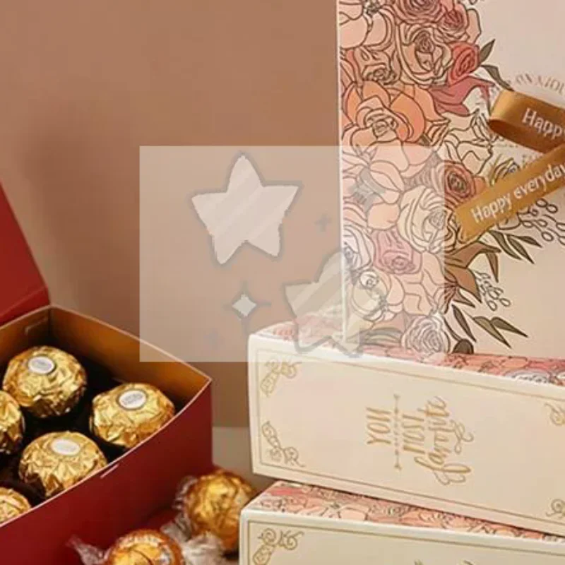 5Pcs Book Shape Gift Box Ith Ribbon Paperboard Candy Chocolate Present Packaging Box For Party, Wedding, Birthday Party Gift Box