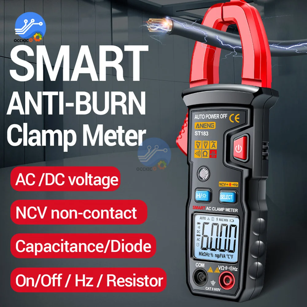 ST181 ST182 ST183 Digital Clamp Meter 400A 600A Counts True RMS Multimeter DC/AC Voltage Tester Hz Capacitance NCV Ohm Tests