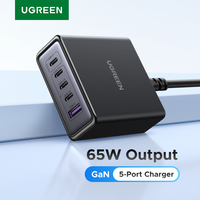 UGREEN 65W GaN Charger PPS QC4.0 PD3.0 5 IN 1 Desktop Charging Station For Phone 16 15 14 Pro Xiaomi Samsung Tablet Macbook Air